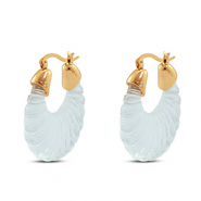 Trendy resin oorbellen ovaal Gold-transparent