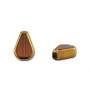 Glaskralen druppel Yellow transparent-gold