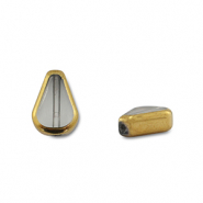 Glaskralen druppel Grey transparent-gold