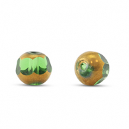 Glaskralen rond Green transparent-gold
