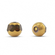 Glaskralen rond Yellow transparent-gold