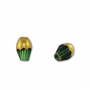 Glaskralen ovaal Green transparent-gold