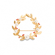 Broches krans met parels Gold-white-red