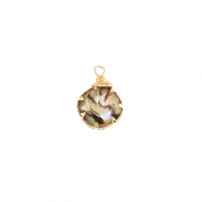 Resin hangers met imitatie schelp rond Gold-taupe