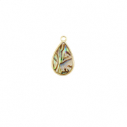 Resin hangers met imitatie schelp ovaal Gold-taupe