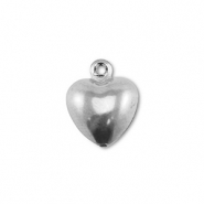 Roestvrij stalen (RVS) stainless steel bedels hart Silver