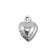 Roestvrij stalen (RVS) stainless steel bedels hart Silver