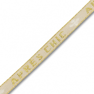 Lint met tekst "Après chic" Sand beige-gold-white