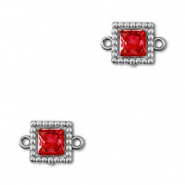 Roestvrij stalen (RVS) Stainless steel tussenstukken zirkonia vierkant Silver-red