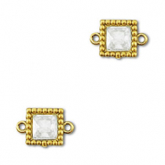 Roestvrij stalen (RVS) Stainless steel tussenstukken zirkonia vierkant Gold-transparent