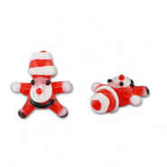 Handgeschilderde glaskralen kerstman Red-white-black