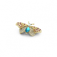 Broches vlinder met parel Gold-blue-pink