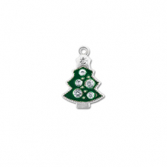 Bedels metaal zirkonia kerstboom Zilver-groen