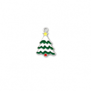 Bedels metaal kerstboom Zilver-wit-groen-geel
