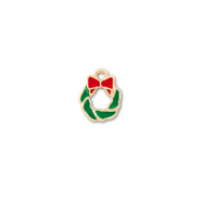 Bedels metaal kerstkrans Goud-groen-rood