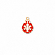 Bedels metaal kerstbal Goud-rood-wit