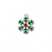 Bedels metaal zirkonia sneeuwvlok Zilver-groen-rood