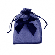Sieraad zakje organza met strik Dark blue