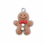 Resin hangers peperkoekmannetje Brown-red-blue