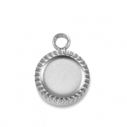 Birthstones bedel met setting Stainless Steel (RVS) voor SS16 flat back Silver