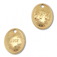 BY31® Roestvrij stalen (RVS) stainless steel bedel angelnumbers 777 / luck Gold