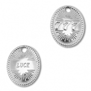 BY31® Roestvrij stalen (RVS) stainless steel bedel angelnumbers 777 / luck Silver