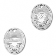 BY31® Roestvrij stalen (RVS) stainless steel bedel angelnumbers 222 / alignment Silver