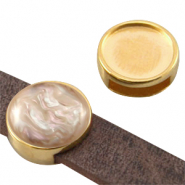 DQ metaal schuiver setting voor 12mm cabochon (voor leer plat 10mm) Goud (nikkelvrij)