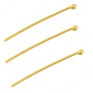 DQ metaal nietstift met bolletje 25mm Goud (nikkelvrij)