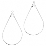 Onderdelen DQ metaal creool oorring hanger ovaal Zilver (nikkelvrij)