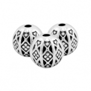 Kralen DQ metaal bal bohemian 8mm Antiek zilver (nikkelvrij)