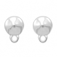 Onderdelen DQ metaal earpin rond met oog Antiek zilver (nikkelvrij)