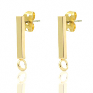 Onderdelen DQ metaal earpin bar 14x2mm Goud (nikkelvrij)