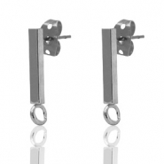 Onderdelen DQ metaal earpin bar Zilver antraciet (nikkelvrij)