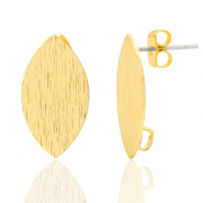 Onderdelen DQ metaal earpin ovaal met oogje Goud (nikkelvrij)