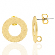 Onderdelen DQ metaal earpin rond met oogje Goud (nikkelvrij)