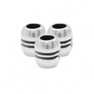 Kralen DQ metaal tube stripe Antiek zilver (nikkelvrij)