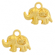 Bedels DQ metaal olifant met Ohm teken Goud (nikkelvrij)