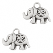 Bedels DQ metaal olifant met Ohm teken Antiek zilver (nikkelvrij)