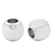Kralen DQ metaal cube 3mm Antiek zilver (nikkelvrij)