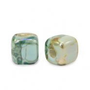 DQ Grieks keramiek kralen cube 7mm Turquoise