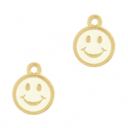 Bedels DQ metaal smiley Goud-ivory white (nikkelvrij)