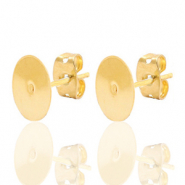 Onderdelen DQ metaal oorstekers 8mm Goud (nikkelvrij)