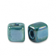 DQ Grieks keramiek kralen cube 5mm Petrol blue