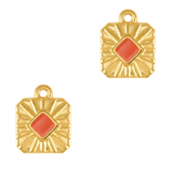 Bedels DQ metaal vierkant Goud-coral red (nikkelvrij)