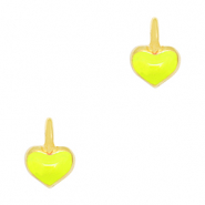 Bedels DQ metaal hart Goud-neon yellow (nikkelvrij)