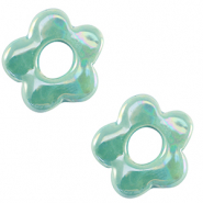 DQ Grieks keramiek kralen bloem Turquoise