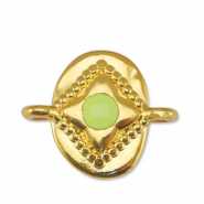 Bedels DQ metaal tussenstuk ovaal Lime Yellow-Goud (nikkelvrij)