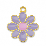 Bedels DQ metaal bloem Lilac-Light Pink-Goud (nikkelvrij)