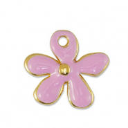 Bedels DQ metaal bloem Light Pink-Goud (nikkelvrij)